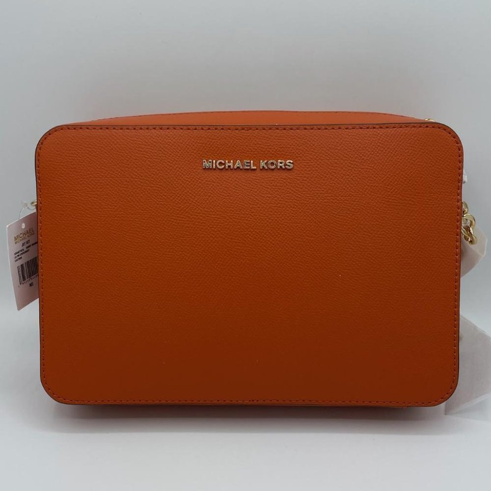 Michael Kors Burnt Orange Jet Set Travel Large Crossbody Bag